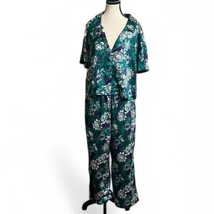 Adore Me Pajama Set Sz Various Floral Satin Wide Leg Confort Loungewear Feminine